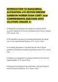 INTRODUCTION TO MANAGERIAL ACCOUNTING 6TH EDITION BREWER GARRISON NOREEN EXAM SCRIPT 2026 COMPREHENSIVE QUESTIONS WITH SOLUTIONS GRADED A&plus;