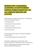 INTRODUCTION TO MANAGERIAL ACCOUNTING 6TH EDITION BREWER GARRISON NOREEN EXAMINATION TEST 2026 COMPLETE QUESTIONS AND SOLUTIONS