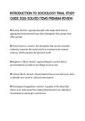 INTRODUCTION TO SOCIOLOGY FINAL STUDY GUIDE 2026 SOLVED ITEMS PREMIUM REVIEW