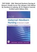 TEST BANK - Olds' Maternal-Newborn Nursing & Women's Health Across the Lifespan 12th Edition by Davidson & Ladewig&comma; All 36 Chapters Covered&comma; Verified Latest Edition