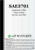 SAE3701 Assignment 2 &lpar;COMPLETE ANSWERS&rpar; 2026 - DUE June 2026