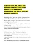 INTRODUCTORY MATERNITY AND PEDIATRIC NURSING 4TH EDITION HATFIELD TEST BANK FINAL EXAMINATION TEST PAPER 2026 FULL ANSWERS GRADED A&plus;