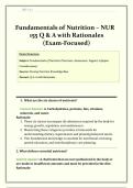 Fundamentals of Nutrition &ndash; NUR 155 Q&A with Rationales &vert; Exam-Focused Review &vert; Diet Therapy&comma; Metabolism&comma; Life Cycle&comma; Patient Education
