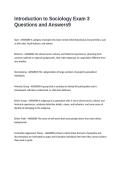 Introduction to Sociology Exam 3 Questions and Answers