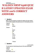  WALDEN NRNP 6568 &vert; QUIZ 8 LATEST UPDATED EXAM WITH 100&percnt; CORRECT ANSWERS
