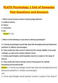 2026 PLATO Psychology 1 End of Semester Test Actual Questions & Answers &lpar;Latest 2026 &sol; 2027 Update&rpar; 100&percnt; Guarantee Pass &lpar;Verified Answers&rpar;