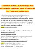 2026 Edmentum PLATO Course Biology with Virtual Labs&comma; Semester A End of Semester Test Actual Questions & Answers &lpar;Latest 2026 &sol; 2027 Update&rpar; 100&percnt; Guarantee Pass &lpar;Verified Answers&rpar; PLATO &sol; Edmentum End of Semester Tests 2026 &ndash; Economics&comma; US Government&comma; Eng