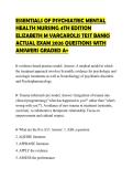 ESSENTIALS OF PSYCHIATRIC MENTAL HEALTH NURSING 4TH EDITION ELIZABETH M VARCAROLIS TEST BANKS ACTUAL EXAM 2026 QUESTIONS WITH ANSWERS GRADED A&plus;ESSENTIALS OF PSYCHIATRIC MENTAL HEALTH NURSING 4TH EDITION ELIZABETH M VARCAROLIS TEST BANKS ACTUAL EXAM 2026 Q