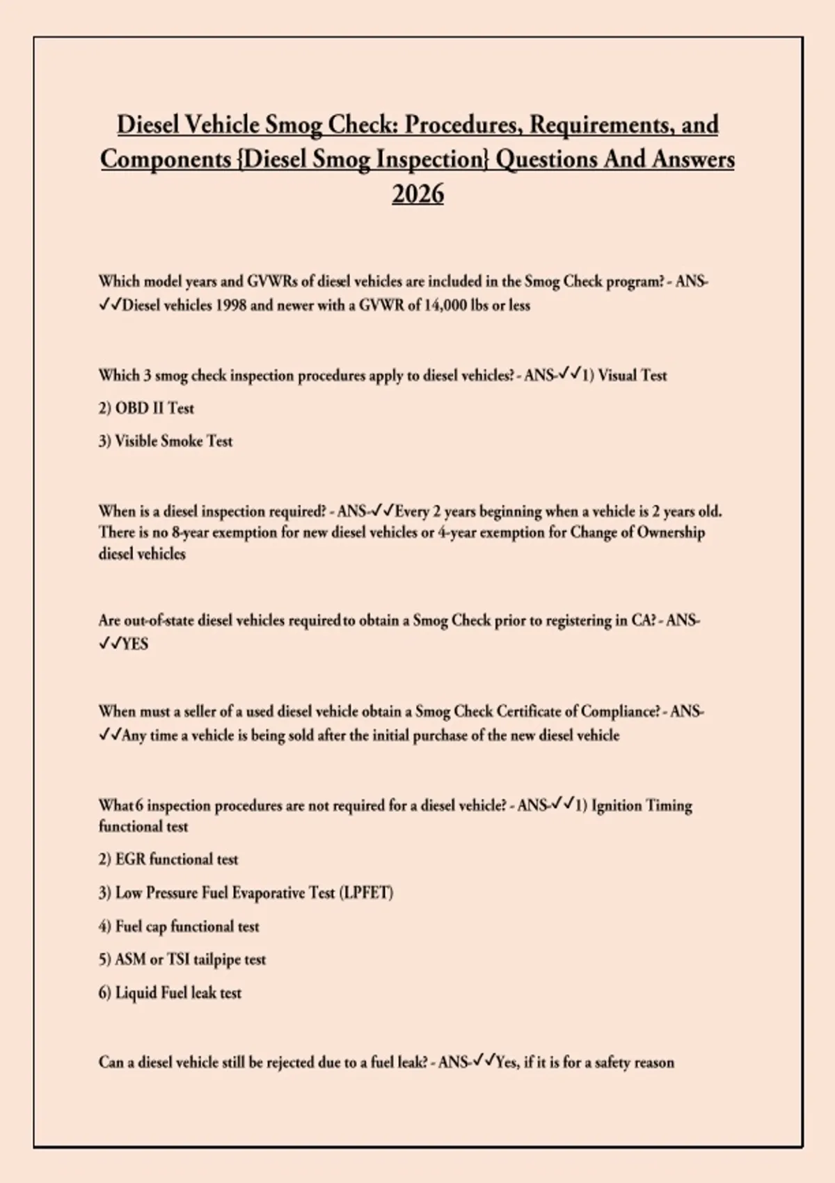 Smog Vehicle Inspection Report.pdf Diesel Vehicle Smog Check - Procedures, Requirements, and Components ...