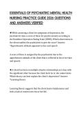 ESSENTIALS OF PSYCHIATRIC MENTAL HEALTH NURSING PRACTICE GUIDE 2026 QUESTIONS AND ANSWERS VERIFIED