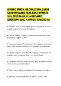 JCAHPO STUDY SET COA STUDY GUIDE CARD UPDATED REAL EXAM UPDATE 2023 TEST BANK 2026 UPDATED QUESTIONS AND ANSWERS GRADED A&plus;