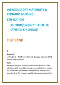Introductory Maternity & Pediatric Nursing Test Bank 2026 &vert; Hatfield & Kincheloe &vert; Nursing Test Bank for Maternal-Newborn & Pediatric NCLEX-Style Questions