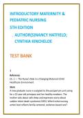Introductory Maternity & Pediatric Nursing Test Bank 5th Ed &vert; Hatfield & Kincheloe &vert; NCLEX-Style Questions &vert; Nursing Test Bank 2026