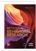 TEST BANK FOR Methods in Behavioral Research 15th Edition by Paul C&period; Cozby&comma; Scott Bates ISBN&colon;978-1260718904 COMPLETE GUIDE ALL CHAPTERS COVERED 100&percnt; VERIFIED A&plus; GRADE ASSURED&excl;&excl;&excl;&excl;&excl;&excl;NEW LATEST UPDATE&excl;&excl;&excl;&excl;&excl;