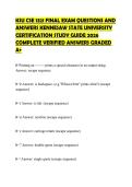 KSU CSE 1321 FINAL EXAM QUESTIONS AND ANSWERS KENNESAW STATE UNIVERSITY CERTIFICATION STUDY GUIDE 2026 COMPLETE VERIFIED ANSWERS GRADED A&plus;