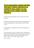 FIN 300 MANAGERIAL FINANCE MIDTERM CRIB SHEET TORONTO METROPOLITAN UNIVERSITY FINAL PAPER 2026 FULL QUESTIONS WITH CORRECT ANSWERS GRADED A&plus;
