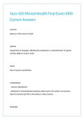 Nurs 420 Mental Health Final Exam With Correct Answers 
