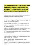 FIN 300 MANAGERIAL FINANCE MIDTERM CRIB SHEET TORONTO METROPOLITAN UNIVERSITY ACTUAL EXAM PAPER 2026 QUESTIONS WITH ANSWERS GRADED A