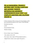 FIN 401 MANAGERIAL FINANCE II MIDTERM SHEET POSSIBLE QUESTIONS AND ANSWERS TORONTO METROPOLITAN UNIVERSITY COMPREHENSIVE EXAM SCRIPT 2026 COMPLETE QUESTIONS AND SOLUTIONS GRADED A