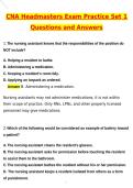 2026 CNA Headmasters Exam Practice Set 1 Actual Questions & Answers &lpar;Latest 2026 &sol; 2027 Update&rpar; 100&percnt; Guarantee Pass &lpar;Verified Answers&rpar;