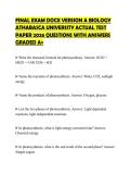FINAL EXAM DOCX VERSION A BIOLOGY ATHABASCA UNIVERSITY ACTUAL TEST PAPER 2026 QUESTIONS WITH ANSWERS GRADED A&plus;
