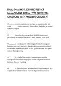 FINAL EXAM MGT 201 PRINCIPLES OF MANAGEMENT ACTUAL TEST PAPER 2026 QUESTIONS WITH ANSWERS GRADED A&plus;