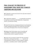 FINAL EXAM MGT 201 PRINCIPLES OF MANAGEMENT FINAL PAPER 2026 COMPLETE QUESTIONS AND SOLUTIONS