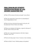 FINAL EXAM MILADY ESTHETICS CERTIFICATION REVIEW SET 2026 ANSWERS GUARANTEED PASS