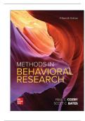 TEST BANK FOR Methods in Behavioral Research 15th Edition by Paul C&period; Cozby&comma; Scott Bates ISBN&colon;978-1260718904 COMPLETE GUIDE ALL CHAPTERS COVERED 100&percnt; VERIFIED A&plus; GRADE ASSURED&excl;&excl;&excl;&excl;&excl;&excl;NEW LATEST UPDATE&excl;&excl;&excl;&excl;&excl;