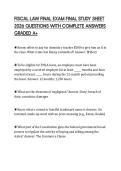 FISCAL LAW FINAL EXAM FINAL STUDY SHEET 2026 QUESTIONS WITH COMPLETE ANSWERS GRADED A&plus;