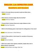 2026 End of Semester Exam English 11A Exam Actual Questions & Answers &lpar;Latest 2026 &sol; 2027 Update&rpar; 100&percnt; Guarantee Pass &lpar;Verified Answers&rpar;