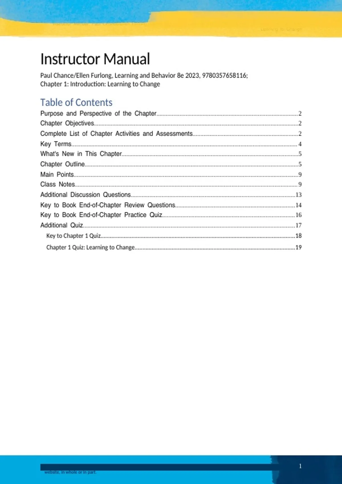 Summary solutions manual, textbook answers: Learning and Behavior ...