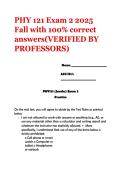PHY 121 Exam 2 2025 Fall &vert; with 100&percnt; correct answers&lpar;VERIFIED BY PROFESSORS&rpar;
