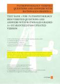 TEST BANK 1 FOR  PATHOPHYSIOLOGY  HESI VERIFIED QUESTIONS AND  ANSWERS WITH RATIONALES GRADED  A&plus; GUARANTEED PASS UPDATED  VERSION 