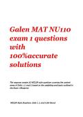 Galen &vert;  MAT NU110 exam 1 &vert; questions with 100&percnt;accurate solutions 