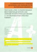 TEST BANK FOR PATHOPHYSIOLOGY HESI VERIFIED QUESTIONS AND ANSWERS WITH RATIONALES GRADED A&plus; GUARANTEED PASS UPDATED VERSION