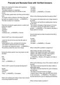 Prenatal and Neonatal Quiz with Verified Answers