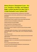 Human Resource Management Exam &ndash; Key Laws&comma; Workforce Strategies&comma; and Employee Rights Verified Questions Provided with A&plus; Graded Rationales Latest Updated 2026 