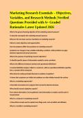 Marketing Research Essentials &ndash; Objectives&comma; Variables&comma; and Research Methods &vert;Verified Questions Provided with A&plus; Graded Rationales Latest Updated 2026