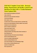 MAR 4613 Complete Exam Guide &ndash; Research Design&comma; Measurement&comma; and Quality Control Exam Questions Provided with A&plus; Graded Rationales Latest Updated 2026 