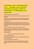 Comprehensive Guide to Marketing Strategy Exam 3 &ndash; Positioning&comma; Loyalty&comma; and Ethical Marketing Exam Questions Verified and Provided with A&plus; Graded Rationales Latest Updated 2026 