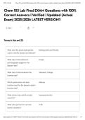 Chem 103 Lab Final EXAM Questions with 100&percnt; Correct Answers &vert; Verified &vert; Updated &lpar;Actual Exam&rpar; 20252026 LATEST VERSION&excl;&excl;