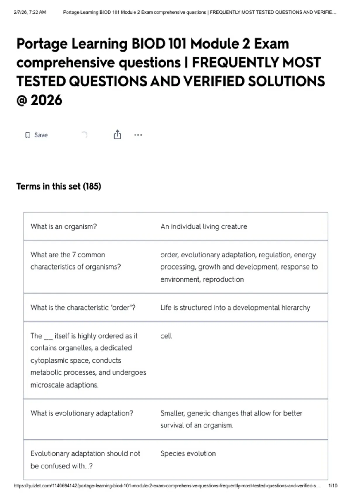 Portage Learning BIOD 101 Module 2 Exam comprehensive questions ...