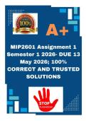 MIP2601 Assignment 1 Semester 1 2026- DUE 13 May 2026&semi; 100&percnt; CORRECT AND TRUSTED SOLUTIONS