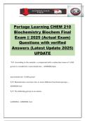Portage Learning CHEM 210 Biochemistry Biochem Final Exam &vert;&vert; 2025 &lpar;Actual Exam&rpar; Questions with verified Answers &lpar;Latest Update 2025&rpar; UPDATE