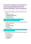Florida All-Lines Adjuster Exam questions and  Correct Answers &lpar;Verified Answers&rpar; Plus  Rationales 2026 Q&A &vert; Instant Download Pdf