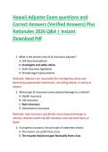 Hawaii Adjuster Exam questions and  Correct Answers &lpar;Verified Answers&rpar; Plus  Rationales 2026 Q&A &vert; Instant  Download Pdf