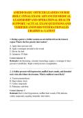 AMEDD BASIC OFFICER LEADER COURSE  &lpar;BOLC&rpar; FINAL EXAM&colon; ADVANCED MEDICAL  LEADERSHIP AND OPERATIONAL HEALTH  SUPPORT &sol; ACTUAL EXAM QUESTIONS AND  VERIFIED ANSWERS WITH RATIONALES  GRADED A&plus; LATEST