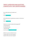 TRAFFIC SUPERVISOR EXAM QUESTIONS COMPLETE WITH 100&percnt; VERIFIED ANSWERS  