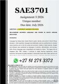 SAE3701 Assignment 3 &lpar;COMPLETE ANSWERS&rpar; 2026 - DUE July 2026